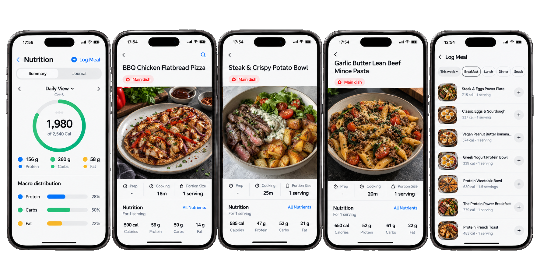 SVP Method nutrition app showing calorie and macro targets, meal choices and recipes